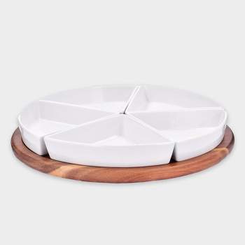 DUKA 12" Lazy Susan Serving Tray for Table Top with Multiple Porcelain Dishes