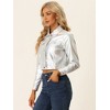 INSPIRE CHIC Women's Spread Collar Biker Holographic Button-Down Cropped Jackets - 4 of 4
