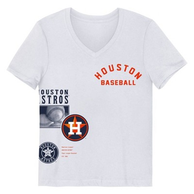 MLB Houston Astros Girls' White V-Neck T-Shirt