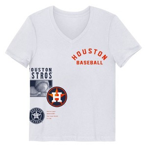 MLB Houston Astros Girls' White V-Neck T-Shirt - 1 of 1