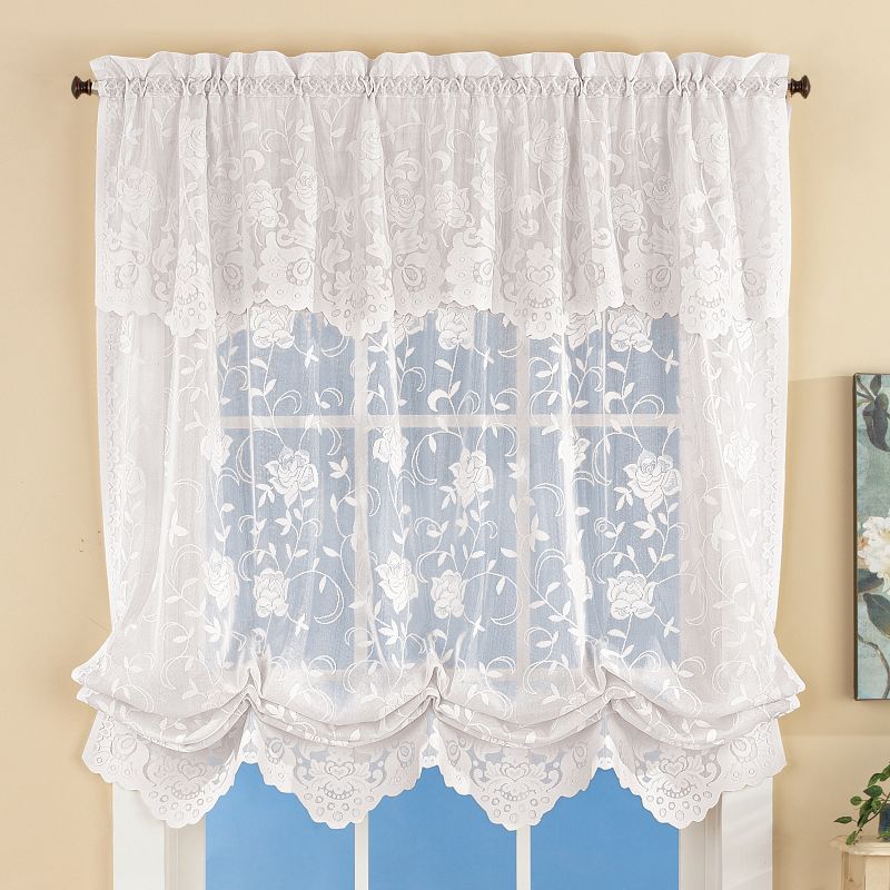 Collections Etc Floral Lace Balloon Shade Window Curtain, Single Panel,, 2 of 4