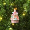 4" Christmas Lit Ceramic Retro Christmas Tree Ornament Pink - Wondershop™ - 2 of 4