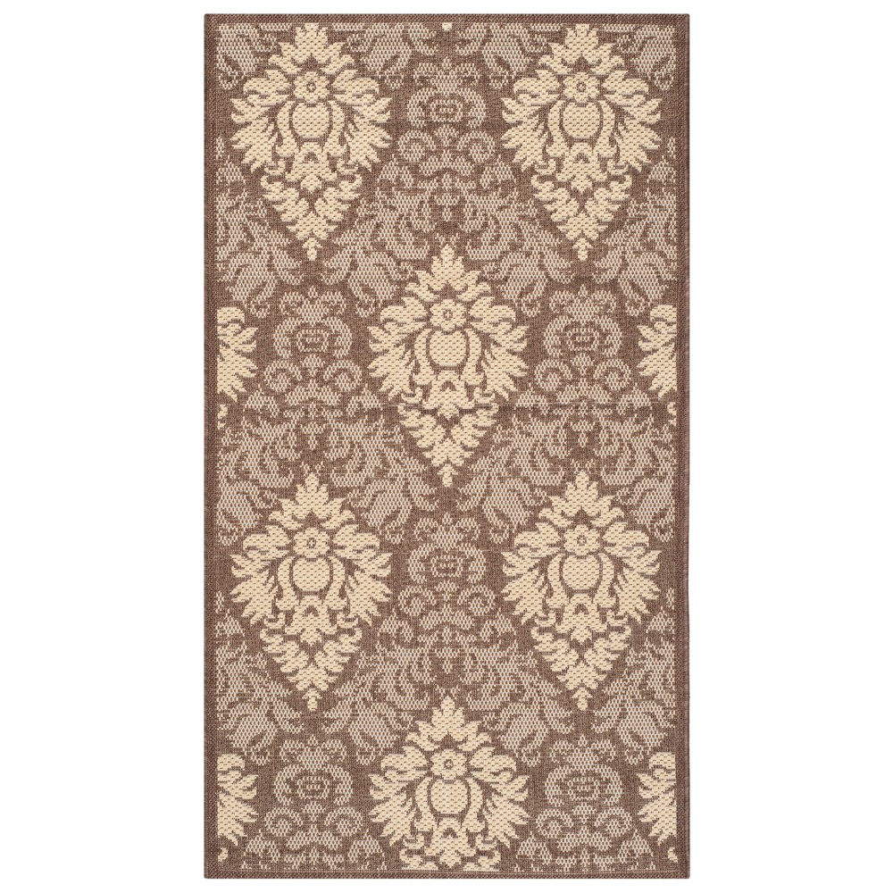 2'X3'7in Dorchester Damask Outdoor Rug Chocolate/Natural - Safavieh