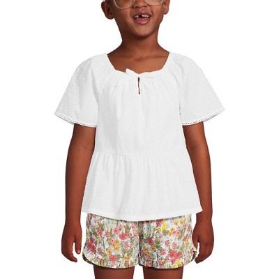 Lands' End Kids Flutter Sleeve Tiered Peasant Top