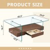 GlasFlength Rectangular Coffee Table with Tempered Glass Top, Double Layer Design, Suitable for Living Room, Patio, Brown, 43.3" * 23.6" * 16.7" - 4 of 4