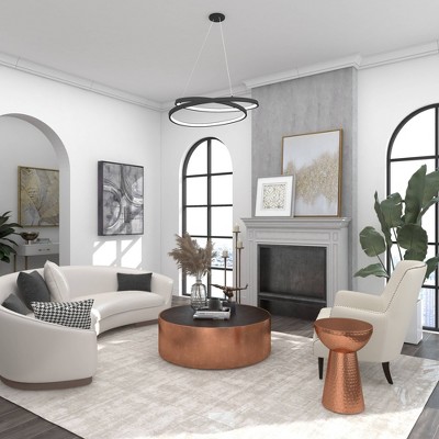 Vintage-Inspired Copper Metal Round Accent Stool - 22.5" x 15.4"