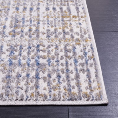 Beige and Light Blue Hand-Knotted Synthetic Rug