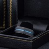 Jewelry Avalanche 8mm Stepped Black & Blue IP Grooved Tungsten Carbide Mens Wedding Band - 4 of 4