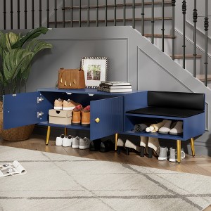 VYNXARIA TREXM Modern Navy Shoe Storage Bench - Style, Function & Quality in One - 1 of 4