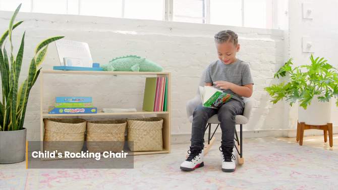 ECR4Kids Children’s Modern Rocking Chair, Upholstered Accent Chair for Kids,, 2 of 9, play video