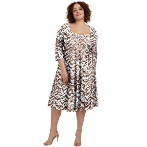 June + Vie by Roaman's Women's Plus Size Sweetheart Swing Dress - 1 of 4