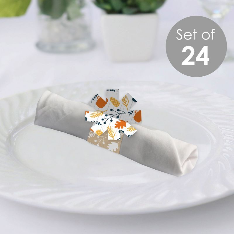 Big Dot of Happiness Happy Thanksgiving - Fall Harvest Party Paper Napkin Holder - Napkin Rings - Set of 24, 3 of 10