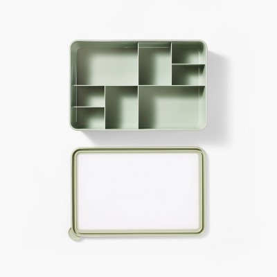 8 Compartment Large Plastic Snack Bento Box Sage Green - Figmint