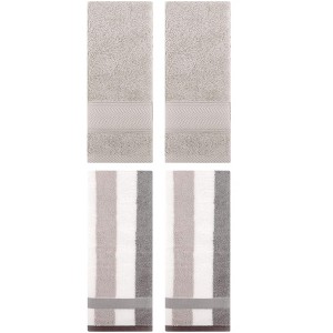 REGALWOVEN 4 Pcs Cotton Soft Comfortable Absorbent Striped Hand Towel - 1 of 4