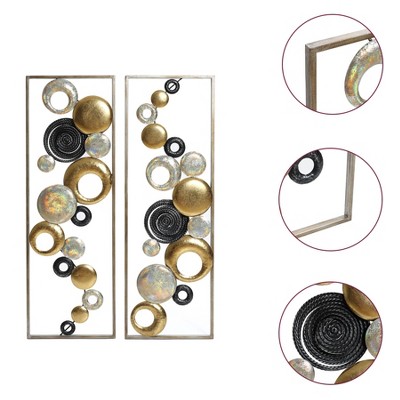 Modern Multi-Color Abstract Iron Wall Decor Panels Set