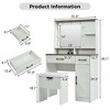 Vanity Set with Stool, Farmhouse Makeup Vanity Desk with Mirror and Lights, 3 Lighting Modes, with Adjustable Shelves, 2 Drawers and Side Cabinet - 2 of 4