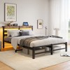 Queen Size Metal Bed Frame with Wooden Headboard, RGB Lights,Charger, Storage Shelf, Noise-Free, No Box Spring Needed,Rustic Brown - 2 of 4