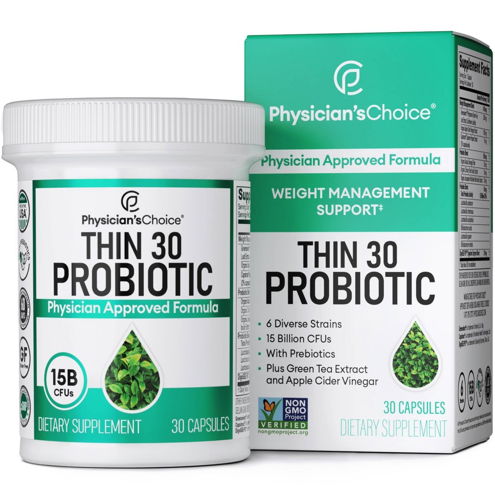 Photos - Vitamins & Minerals Physician's Choice Thin 30 15 Billion CFUs Probiotic Capsules - 30ct