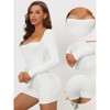INSPIRE CHIC Women's Square Neck Leotard Jumpsuit Shapewear Tummy Control Slimming Long Sleeve Full Bodysuits 3 Packs - 3 of 4