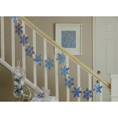 Impact Innovations 35ct Holographic Snowflake Christmas Light Garland Mini Lights Blue/Clear - 7.25' White Wire