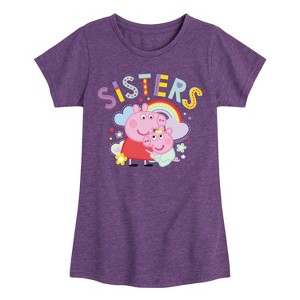 Girls' - Peppa Pig - Sisters Peppa And Baby Fitted Short Sleeve Graphic T-Shirt - 1 of 4
