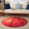 Nourison 5' Round Washable Imagination Basketball Non Skid Woven Area Rug Orange - 4 of 4