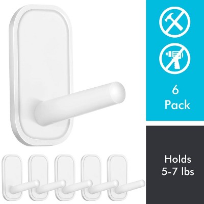 LunaLulinlk White Wall Hook Coat Rack for Hanging Towel Backpack Hat Damage Free Decorating