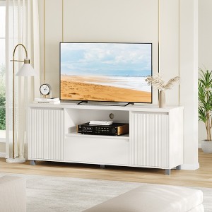 Modern Fluted TV Stand, for 60/65/70 TV, TV Entertainment Center with Drawer, 2 Storage Cabinets and Open Shelf, for Living Room, Bedroom - 1 of 4