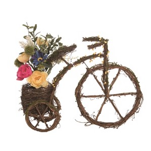 Transpac Wood 16 in. Multicolor Spring Bike with Flower Decor - 1 of 2