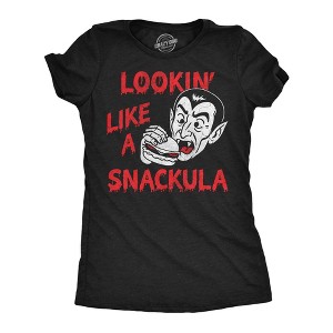 Womens Funny T Shirts Lookin Like A Snackula Sarcastic Vampire Graphic Novelty Halloween Tee For Ladies - Crazy Dog Women's T Shirt For Halloween - 1 of 4