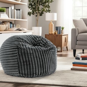 Kumasinova Round Bean Bag Lounger,Lazy Floor Sofa with Removable Covers for Living Room,Bedroom,Reading Room,Gray - 1 of 4