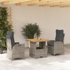 vidaXL 3 Piece Patio Dining Set - Cushioned Gray PE Rattan Outdoor Furniture Table/Chairs with Adjustable Backrest/Tabletop - 2 of 4