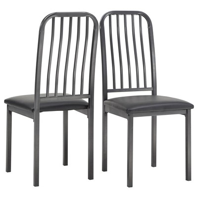 Set of 2 Gabena Metal and Leather Dining Chairs Black - Inspire Q