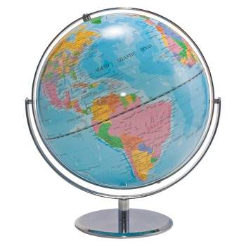 Advantus World Globe with Silver Base, 12 x 12 in