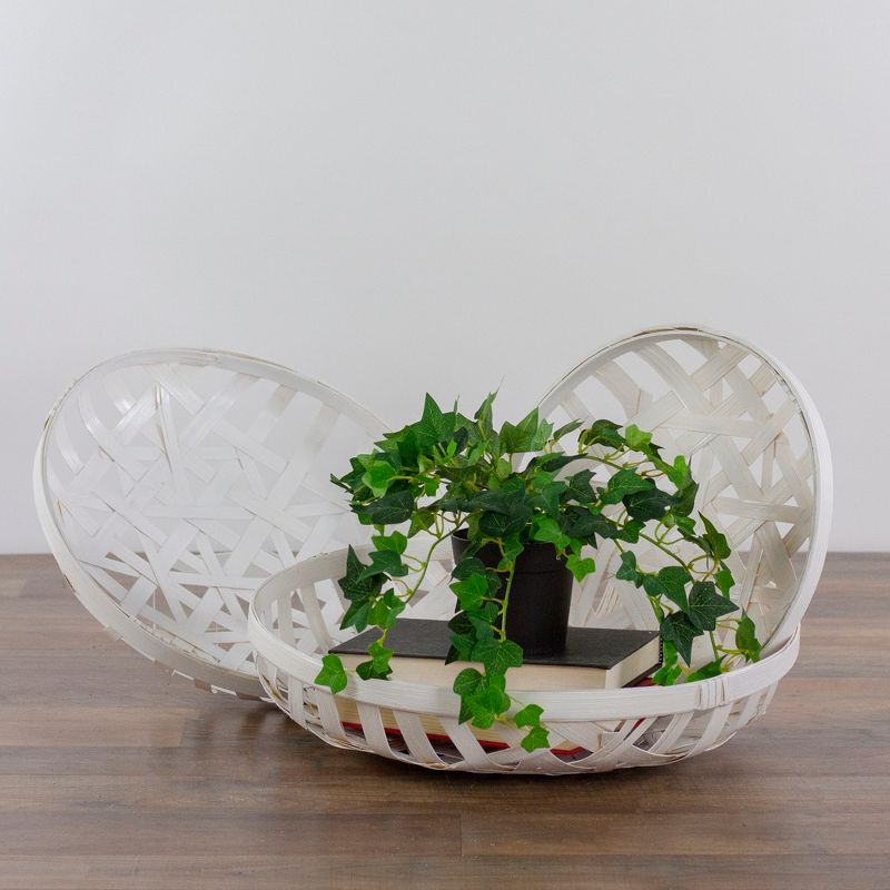Northlight Set of 3 Snow White Round Lattice Tobacco Table Top Baskets, 2 of 5