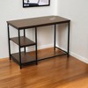 HomeRoots 42" Chestnut and Black Solid Wood and Metal Computer Desk - 2 of 4