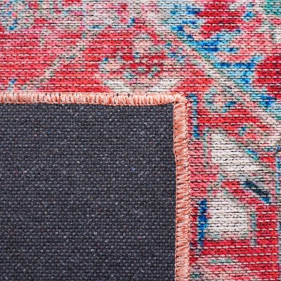 Navy and Red Medallion Washable Viscose Chenille Area Rug