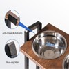Mewoofun Pet Beds Raised Dog Bowl for Large Medium Size Dogs 4 Height Adjustable, Sturdy Wooden Raised Dog Bowls, Brown, 17.52"*10.63"*4.72" - 3 of 4