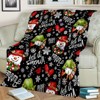 Lomsoe Vintage Red Green Christmas Snowman Print Flannel Blanket - All Seasons Soft Cozy Warm Throw Blanket for Bed, Napping, Camping, Travel, Office - 3 of 4