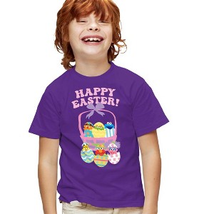 Sesame Street Basket of Eggs Kids T-Shirt For Youth Purple - 1 of 4