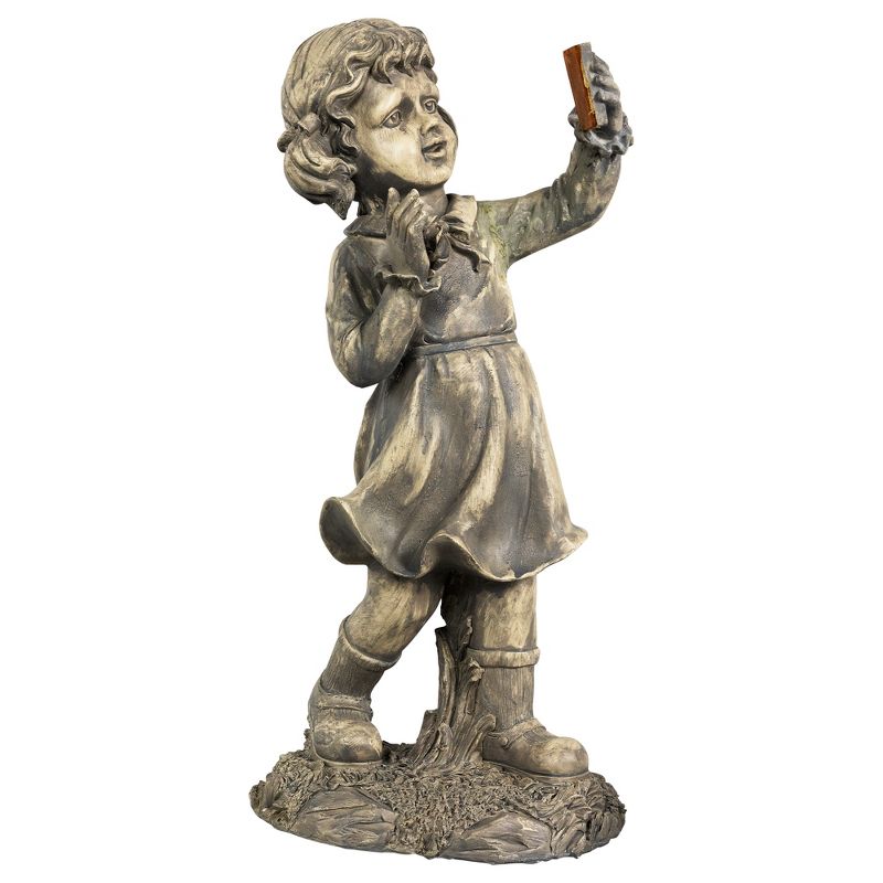 Northlight 18" Distressed Gray Girl with Cell Phone Solar Powered LED Lighted Outdoor Patio Garden Statue, 1 of 7