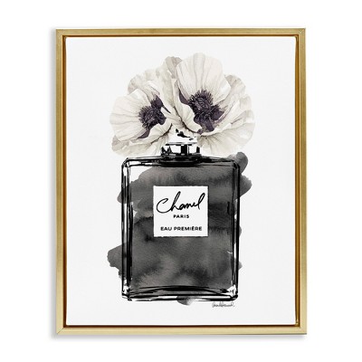 Stupell Industries Perfume Poppies Watercolor Black Framed Floater Canvas Wall Art