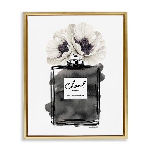 Stupell Industries Perfume Poppies Watercolor Black Framed Floater Canvas Wall Art - 1 of 4