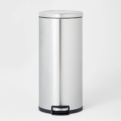 Photo 1 of 30L Round Step Trash Can Silver - Brightroom