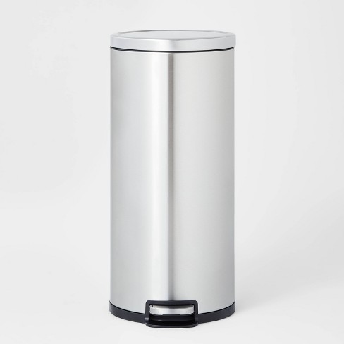 Home Zone Living 12 Gallon Slim Kitchen Trash Can, Stainless Steel, Silver