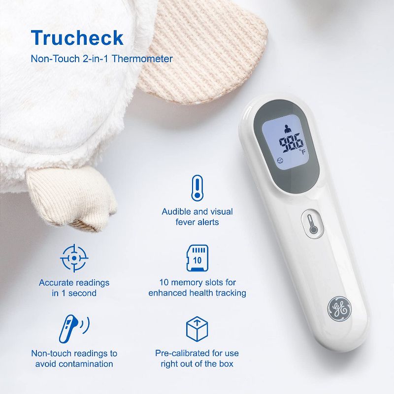 GE Truvitals Digital Forehead Thermometer for Adults, Kids and Babies, Non-Contact Temperature Scanner, Instant Reading, Fever Alert (TM3000), 6 of 9