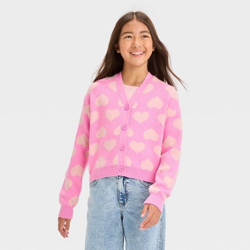 Warming Up to You Hot Pink Knit Cropped Cardigan Sweater