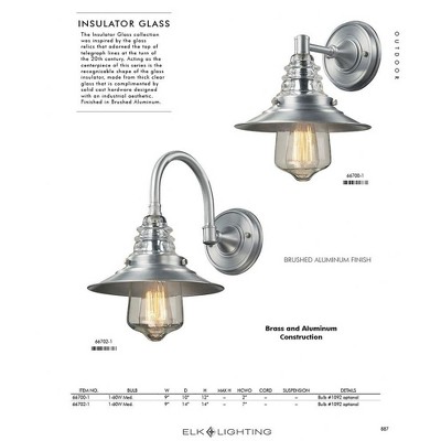 Bronze Curved Industrial Wall Sconce with Glass Shade