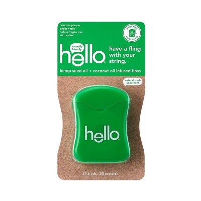 hello Natural Fresh Spearmint Hemp Seed Oil + Coconut Oil Infused Vegan Floss  - Trial Size - 54.6 yd