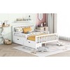 Vynxaria Twin Size Wood Platform Bed with Guardrails and Two Storage Drawers in White - 2 of 4